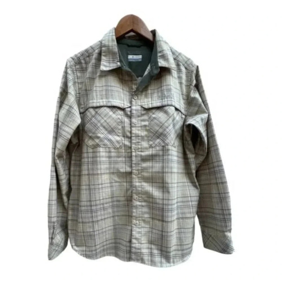 Columbia Other - Columbia Omni Wick Mens Size Medium Button Front Long Sleeve Shirt Plaid Tan​​